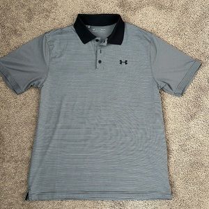 Under Armour large black and gray striped polo!